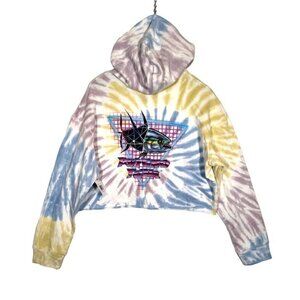 Psycho Tuna Hoodie Size M Tie Dye Fishing Sweater Cropped Neon Vapor Wave Retro